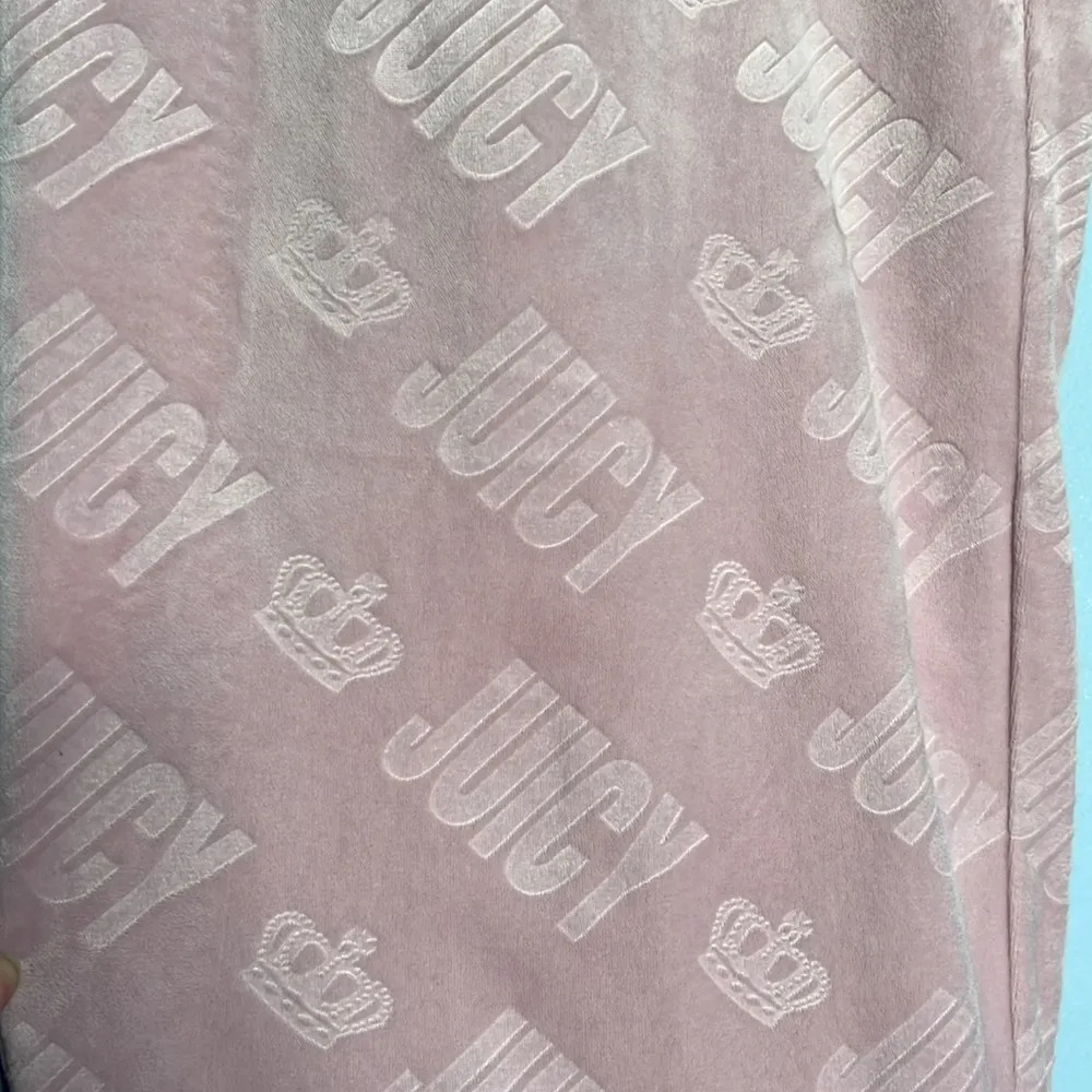 Juicy by Juicy Couture Pink Velour Embellished Logo Pull On Pajama Sweatpants - Image 3