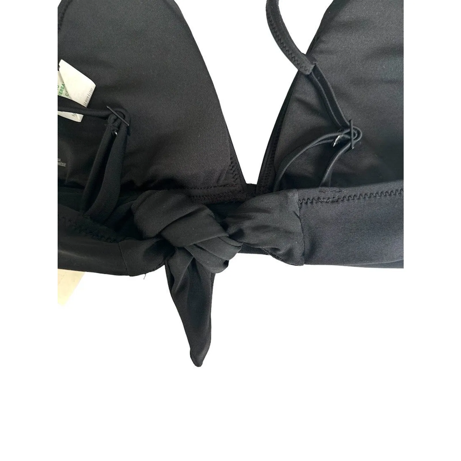 Aerie Swim Bikini Top Size Small Solid Black Tie Back Adjustable Strap NWT - Image 4