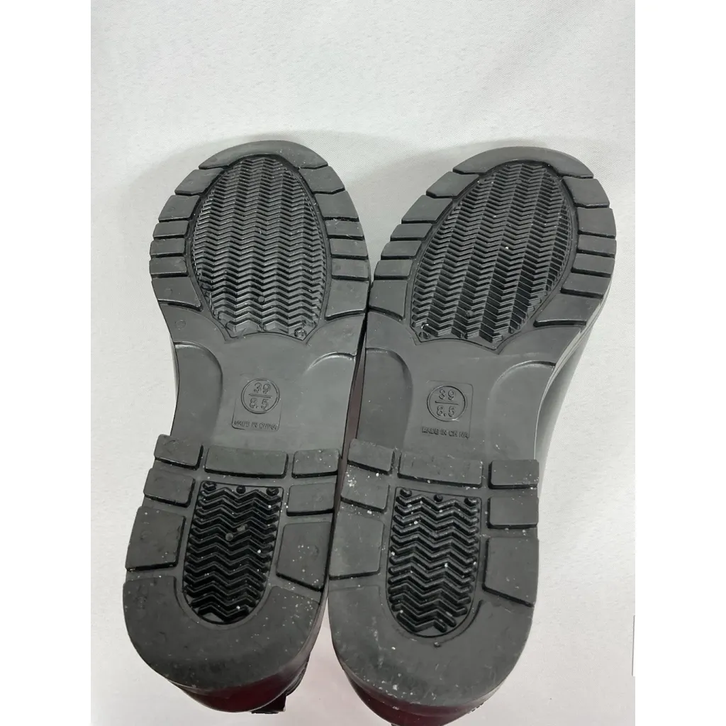 Womans Pullon Rainboots 8.5 M Black Flat Elastic Ankle Round Toe - Image 8