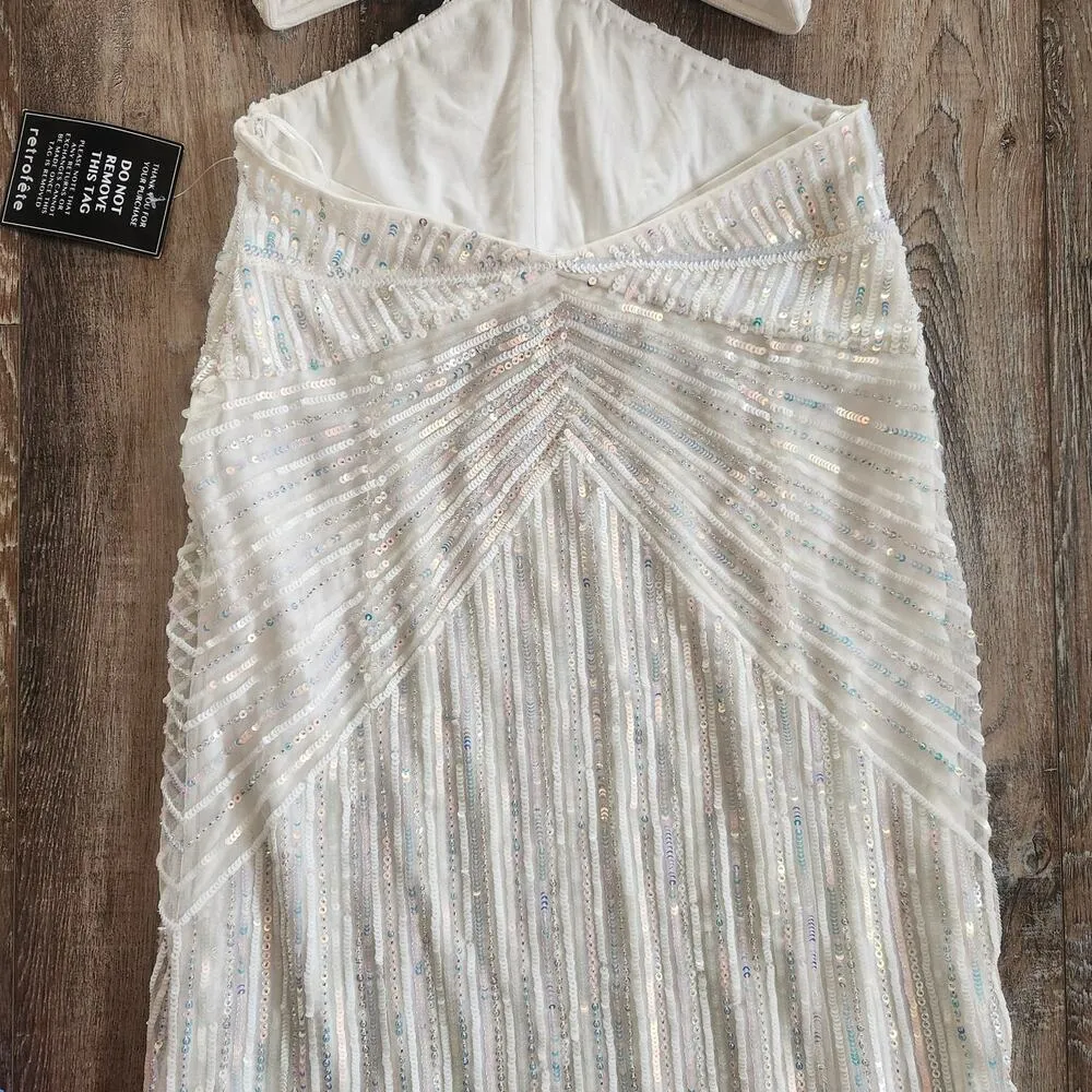 Retrofete Millie Dress in Geo White Sequin Size XS NWT Cutout Sleeveless Maxi - Image 9