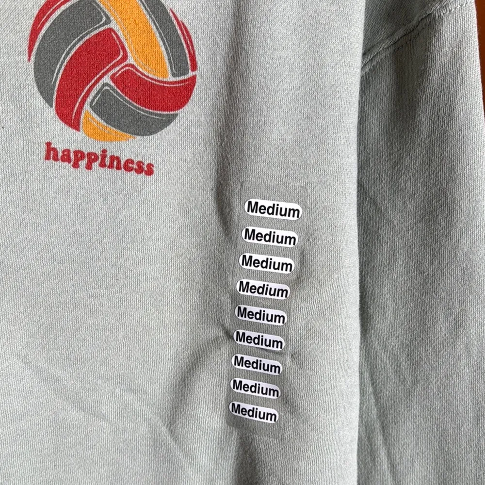 Independent Trading Co Lennon Cropped Peace Love Happiness Hoodie Sage Sz Medium Green - Image 5