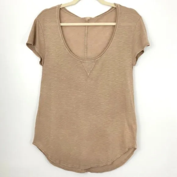 New  Short Sleeve Scoop Neck Niki Tee Slub Knit Dune Tan - Image 3