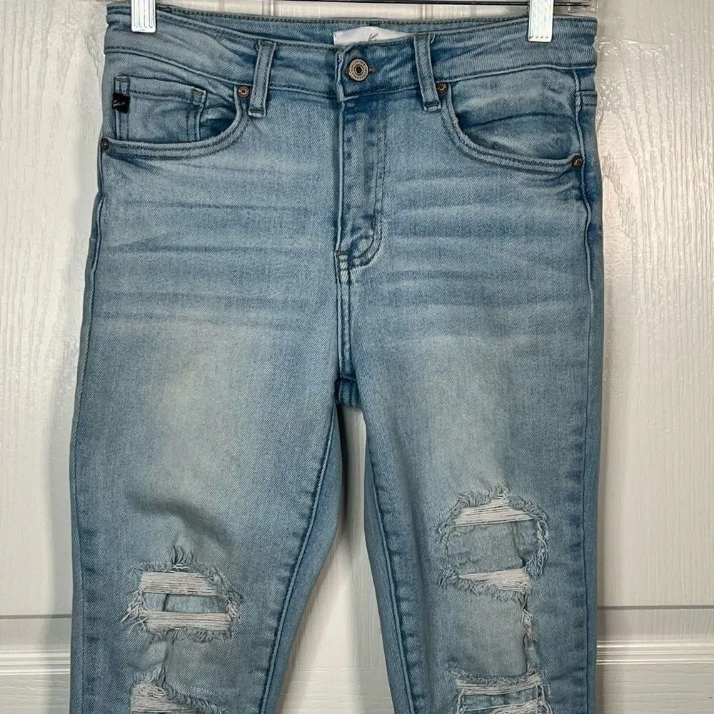 KanCan Sz 7 / 27 Light Wash Distressed Skinny Jeans High Rise Blue - Image 2