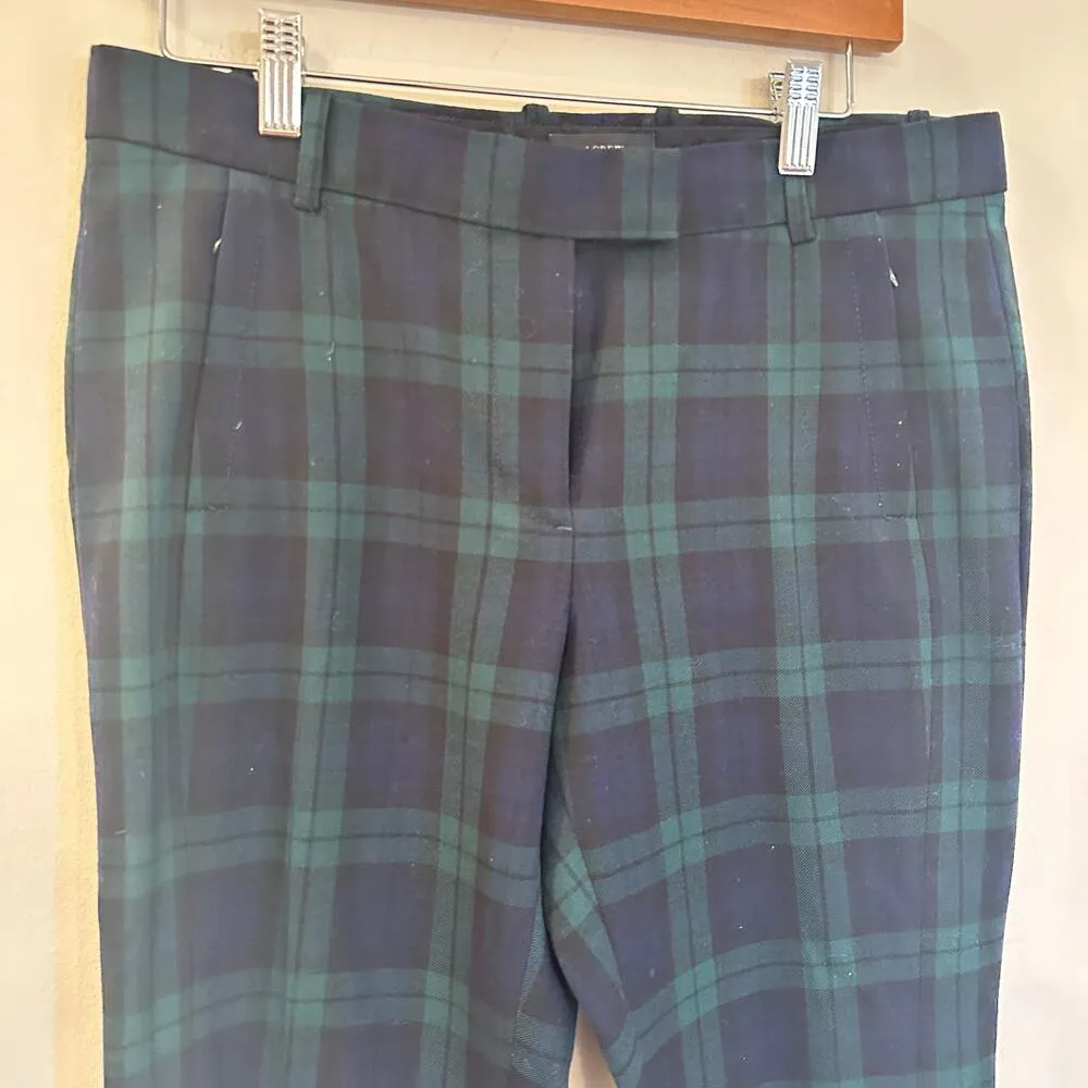 Women's Plaid J. Crew Maddie Pants sz 8 Green Blue Plaid Pants - Image 9