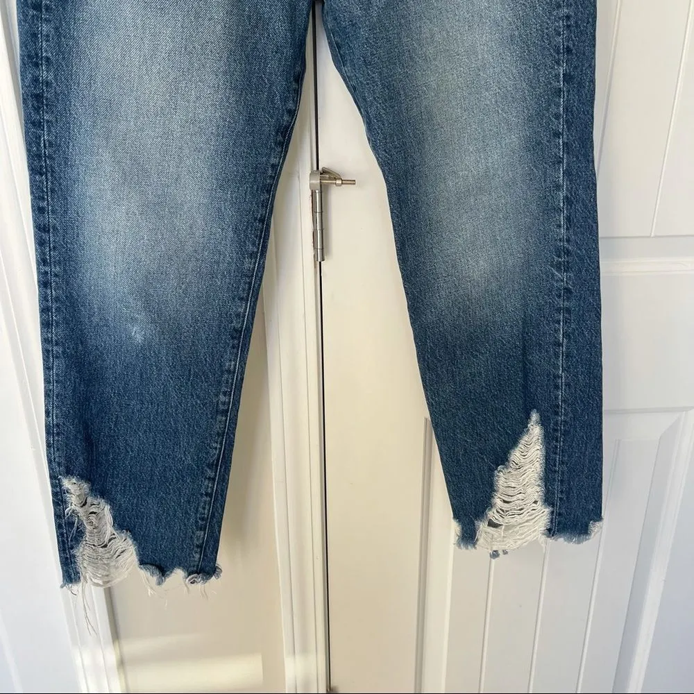 3x1 higher ground distressed boyfriend straight leg crop jeans raw hem size 28 - Image 7