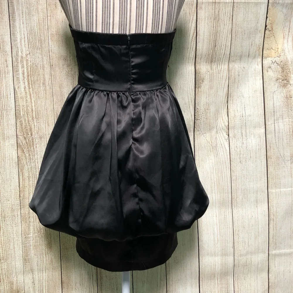 Formal Black Bow Tie Medium Mini Cocktail Dress - Image 5