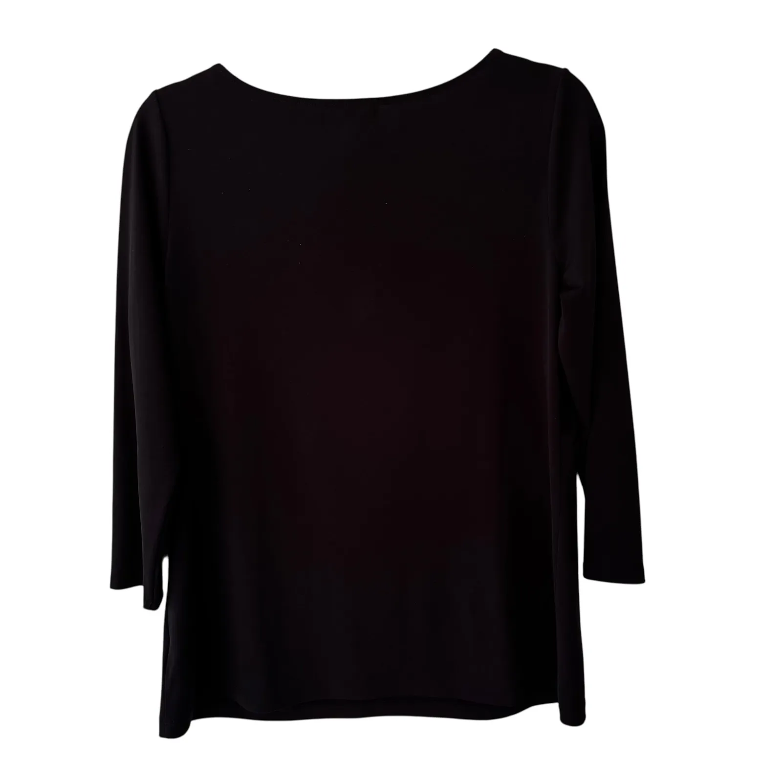 Liz Claiborne Career Black Embroidered Neckline 3/4 Sleeve Top Womens M - Image 6