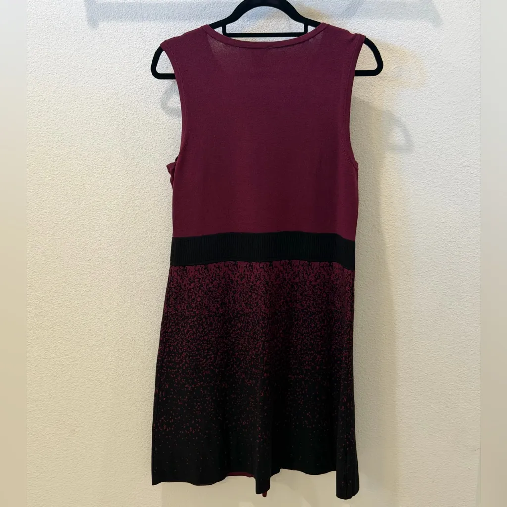 Ann Taylor Petite Maroon and Black Knit Sweater Fit and Flare Dress - Image 4