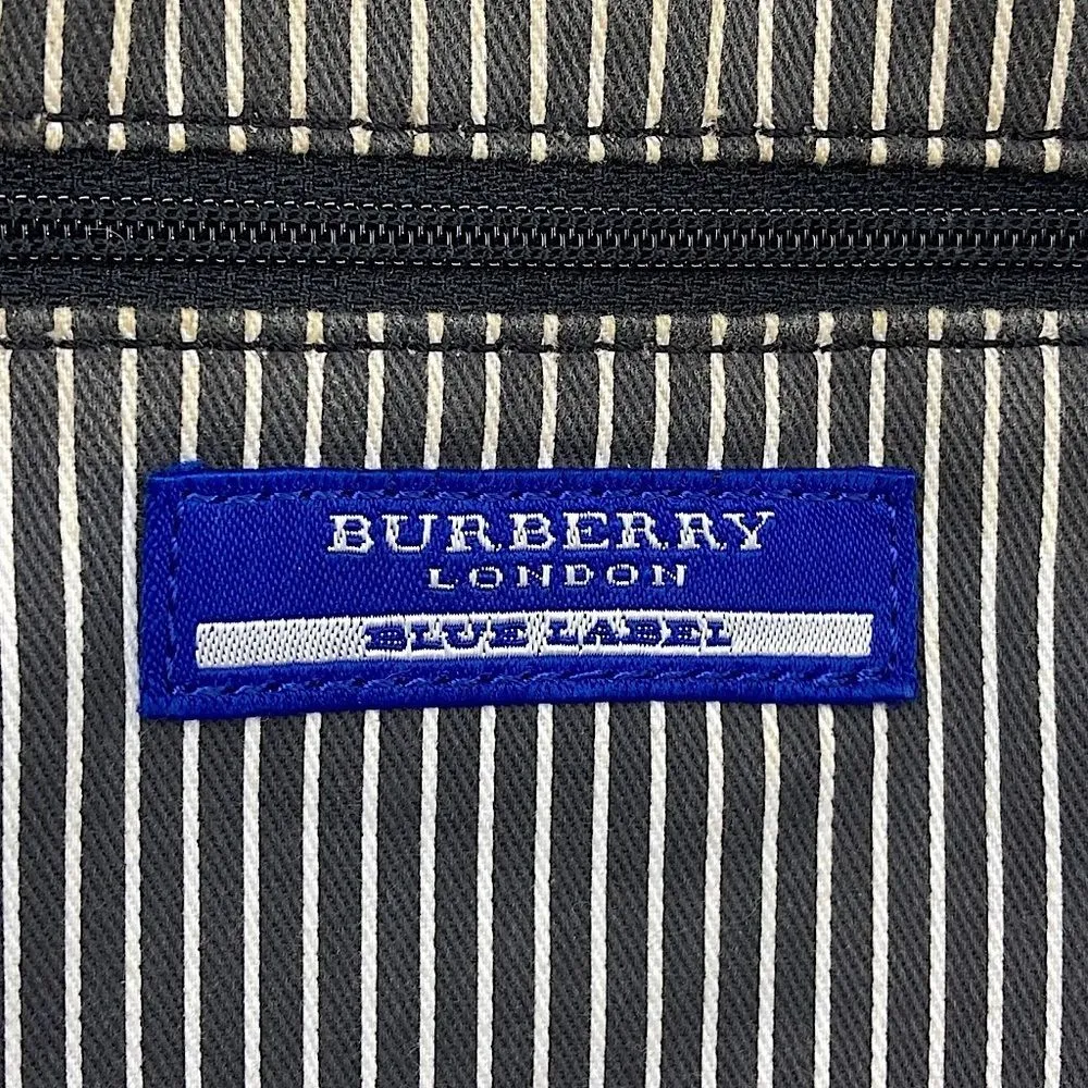 BURBERRY BLUE LABEL Denim Top Zip Shoulder Bag w/ Adj Brown Leather Straps RARE - Image 12
