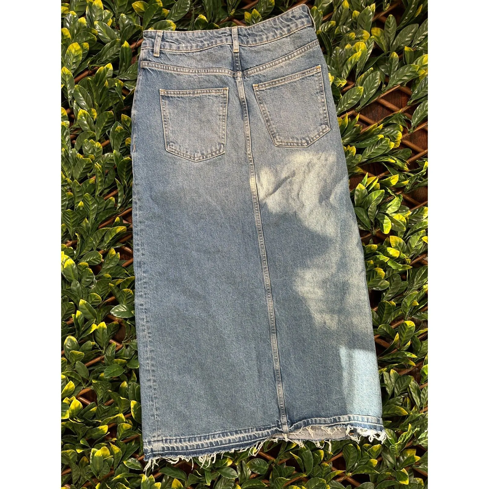 MNG Denim Midi Skirt with Slit Size Small Blue - Image 2