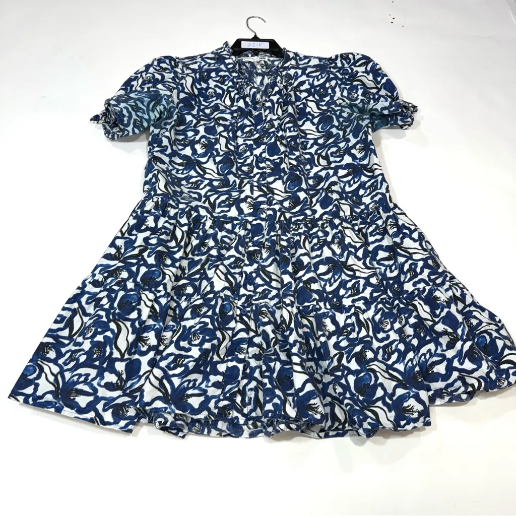 APIECE APART Blue White Floral
Cotton Las Alturas Mini Dress
Size Large - Image 6