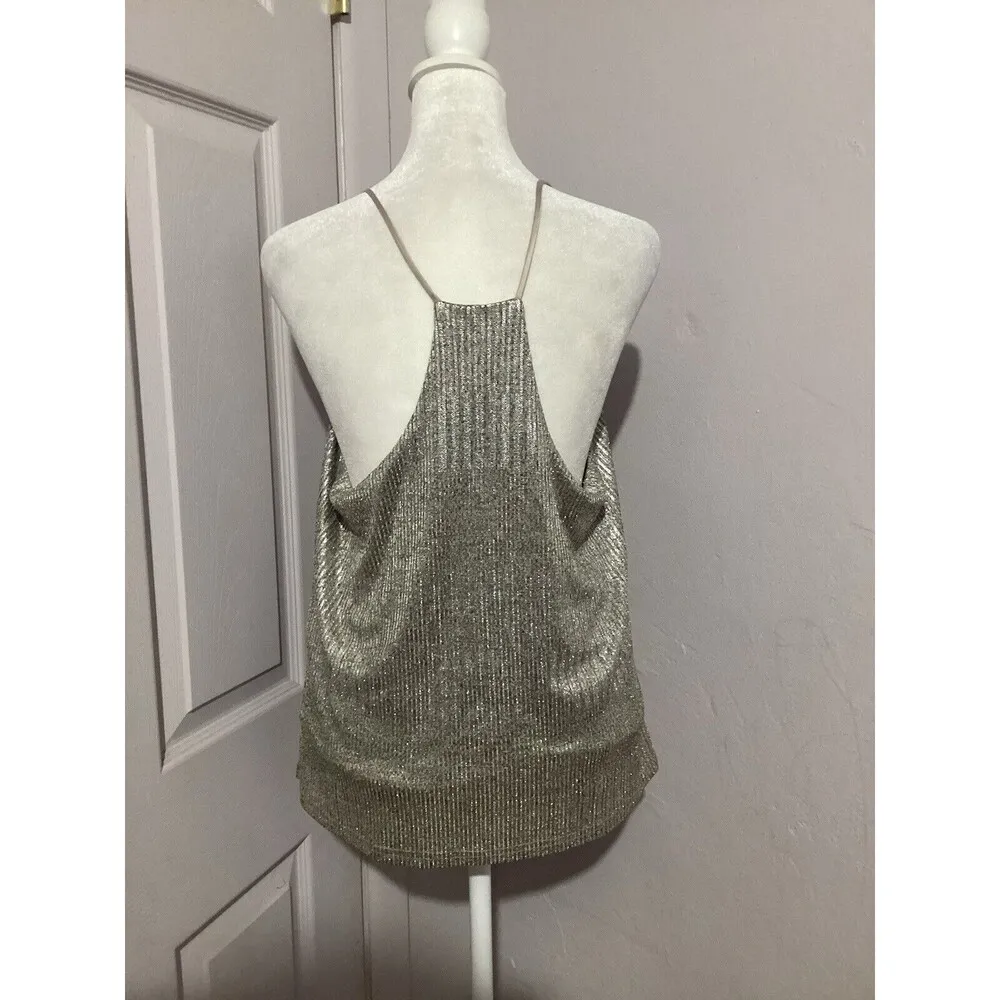 Bishop & Young Letitia Beige Metallic Racerback Shimmer Tank L - Image 5