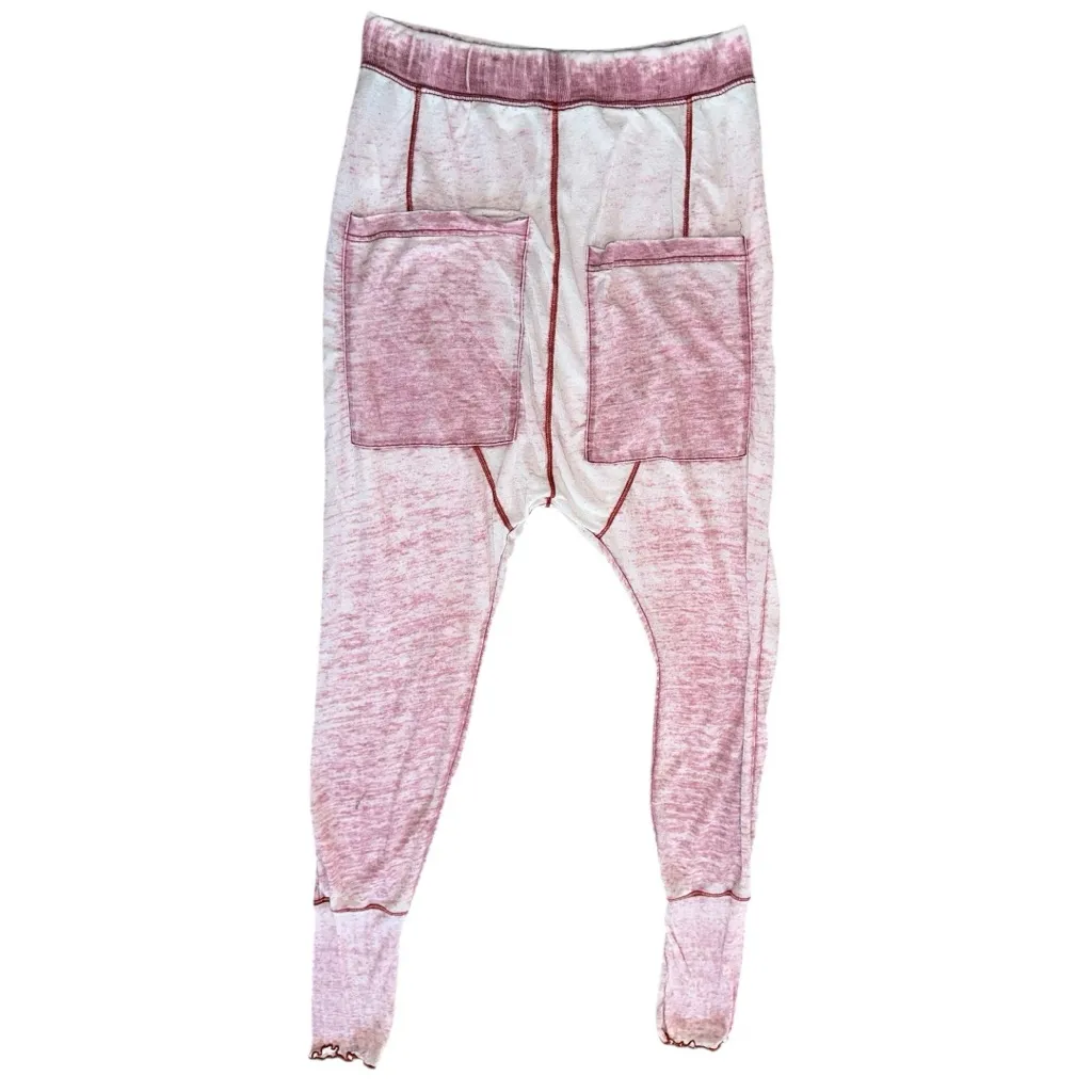 FREE PEOPLE Intimately Size M Red Burnout Cozy All Day Harem Drop Crotch Pants - Image 3