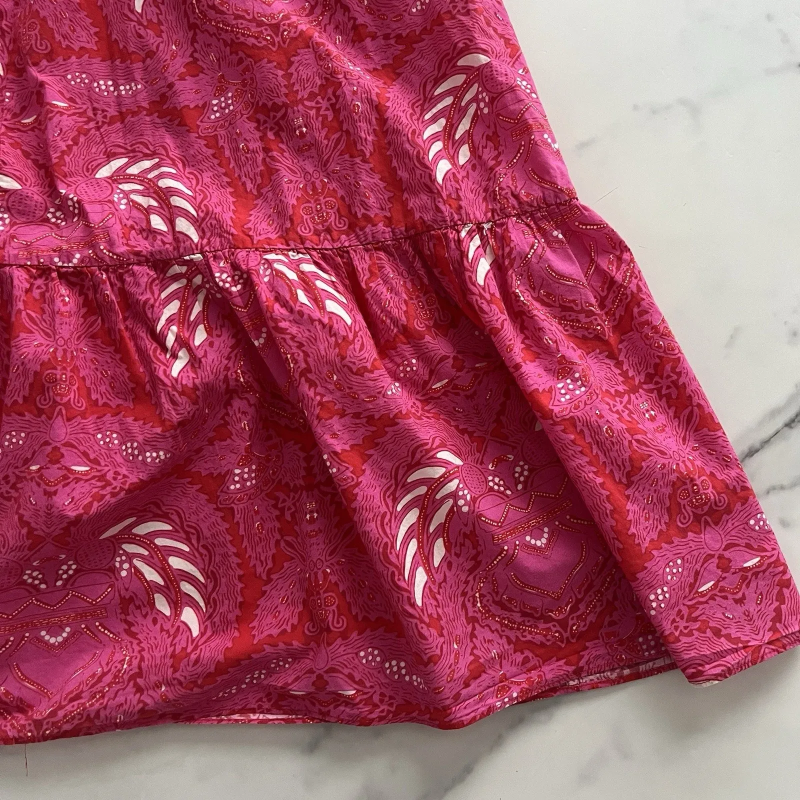 FIGUE Indira Tiered Maxi Dress Size L Pink Cotton Cinch Waist Coastal Boho Chic - Image 9