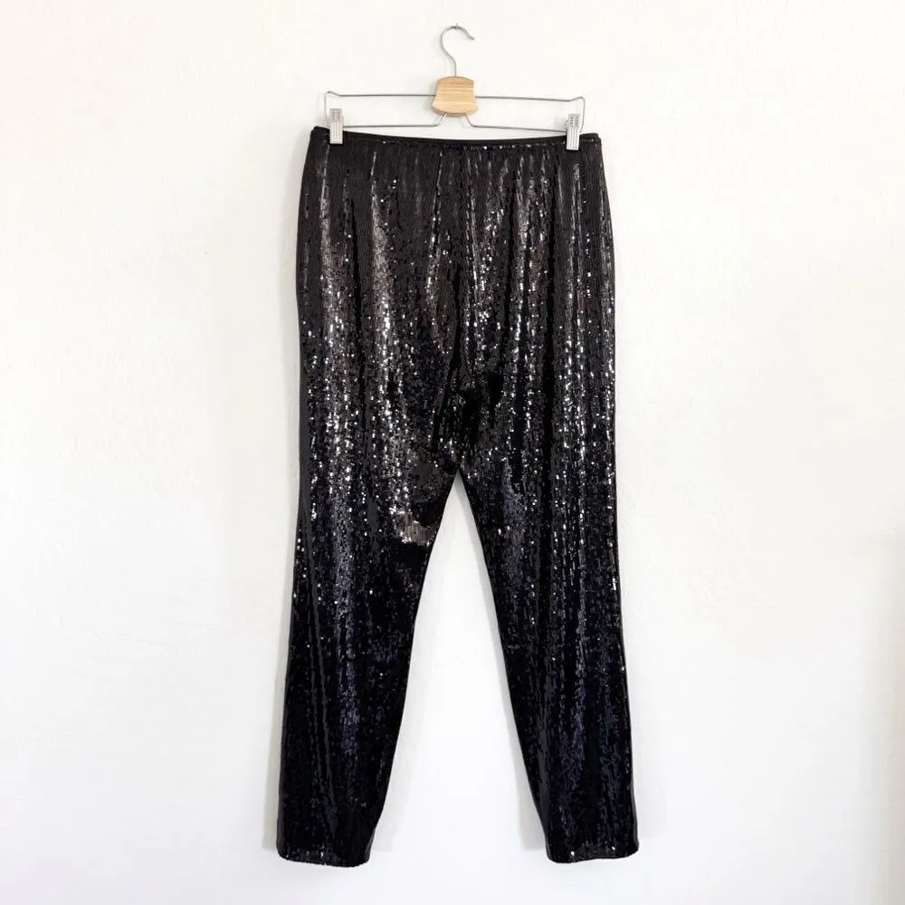 NWT White House Black Market High-Rise Sequin Knit Pants Sequin Size 12 Long - Image 4