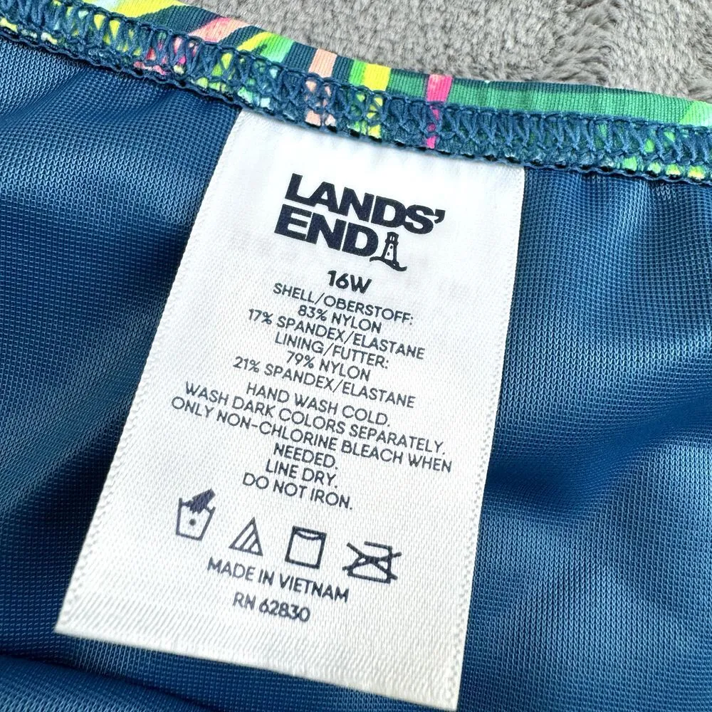 Lands End Swimsuit Top Size 16 Padded Tropical Beach Vaca Resort Built In Bra - Image 4