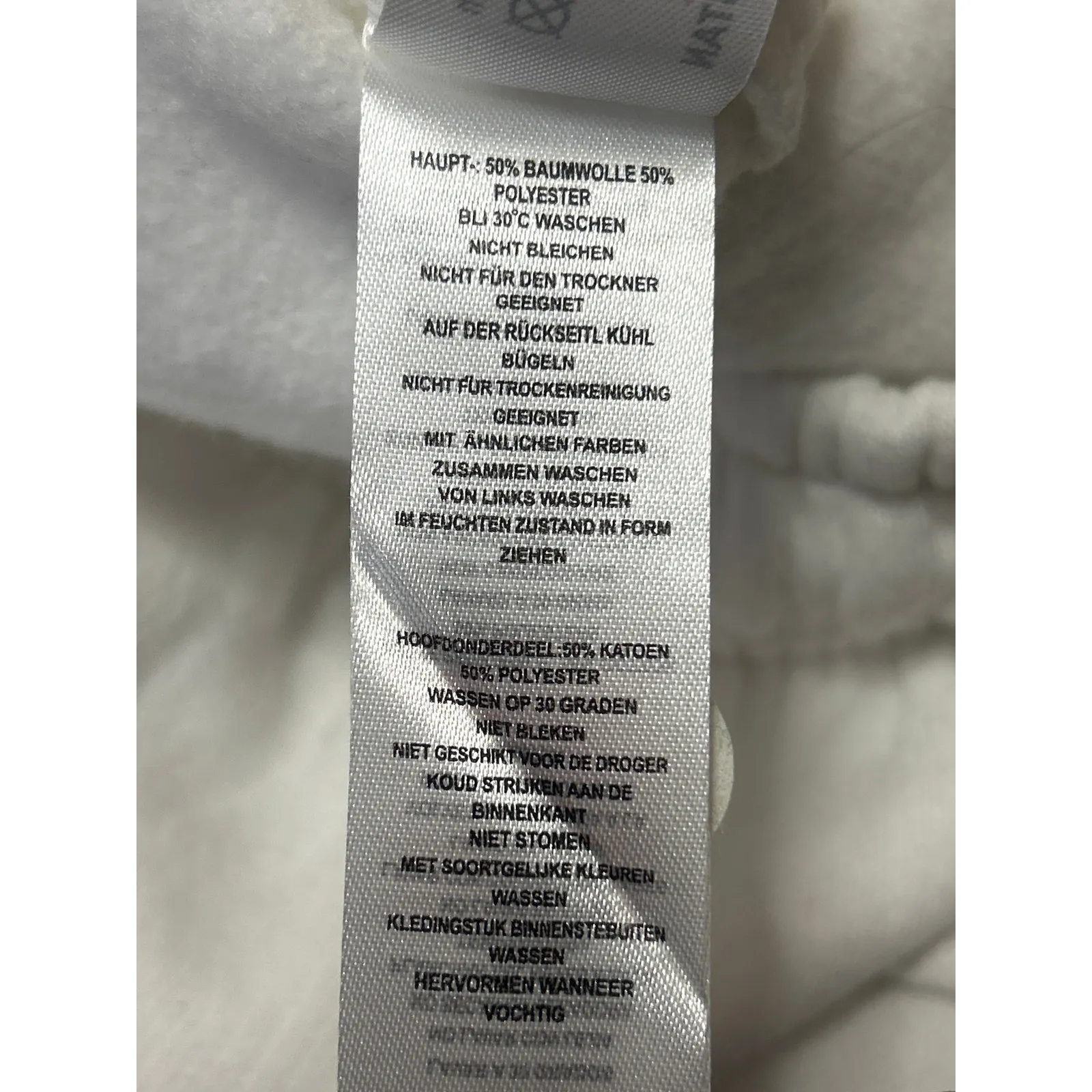 Boohoo White Fleece Drawstring Elastic Waist Tapered Leg Trousers Jogger Pants M - Image 5