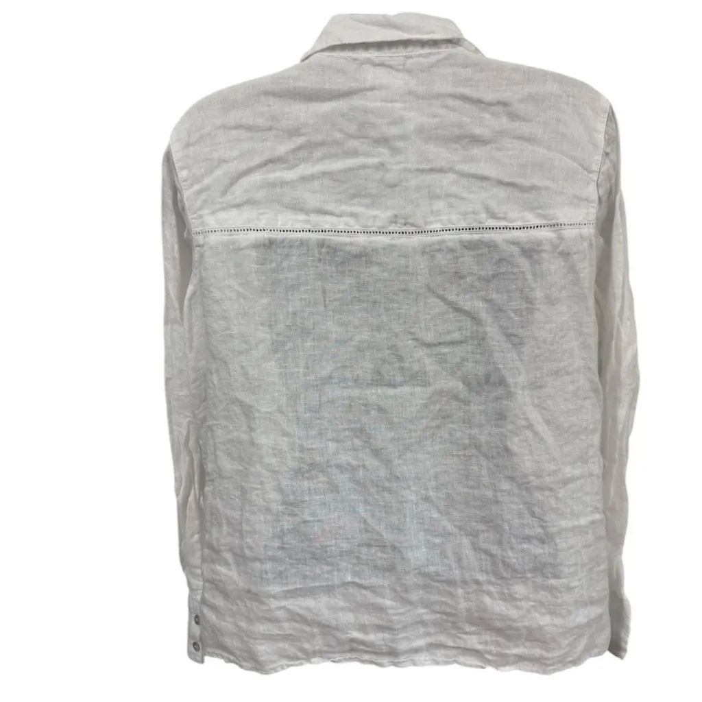 Joie Womens Linen Top Long Sleeve Button Down White Size L - Image 6