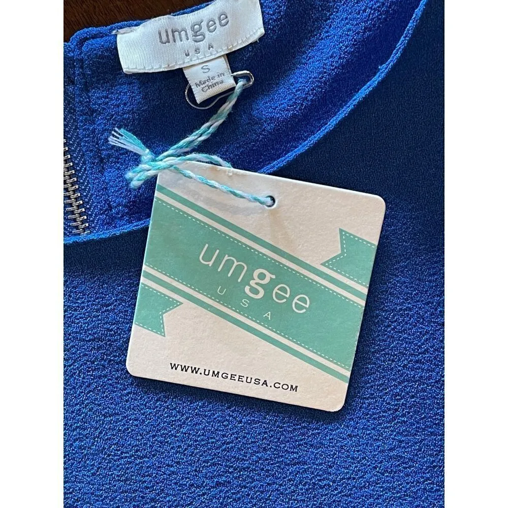 Umgee Royal Blue Cold Shoulder Boho Swing Flowy Tunic‎ Mini Dress Size Small - Image 9