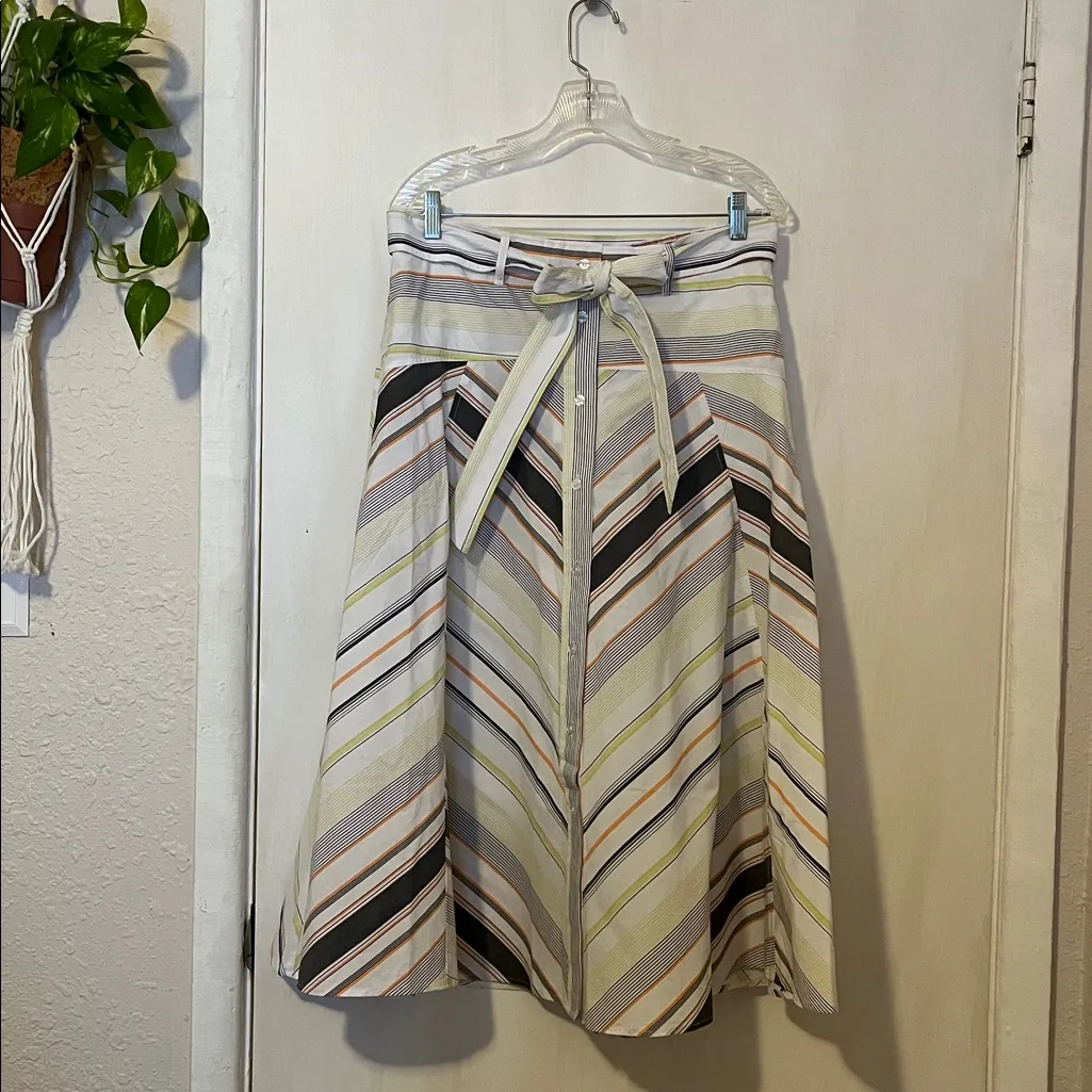 NWT Belted Cotton Midi Skirt Yellow Size M - Image 7