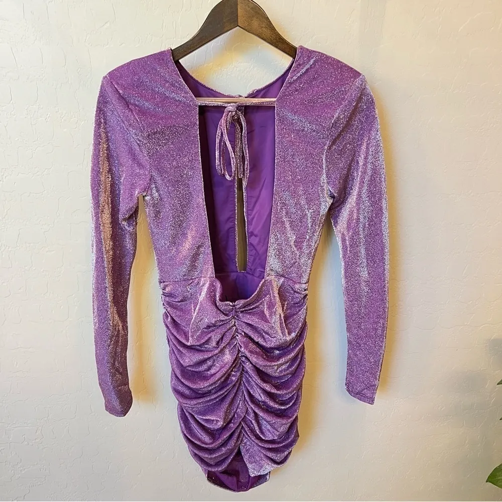 Michael Costello x REVOLVE Davey mini dress, backless, keyhole front, ruched, M - Image 4