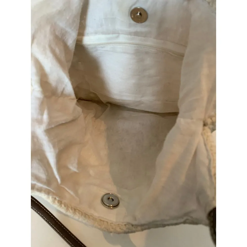 macrame crochet beaded boho shoulder bag purse 60s 70s Brown - Image 3