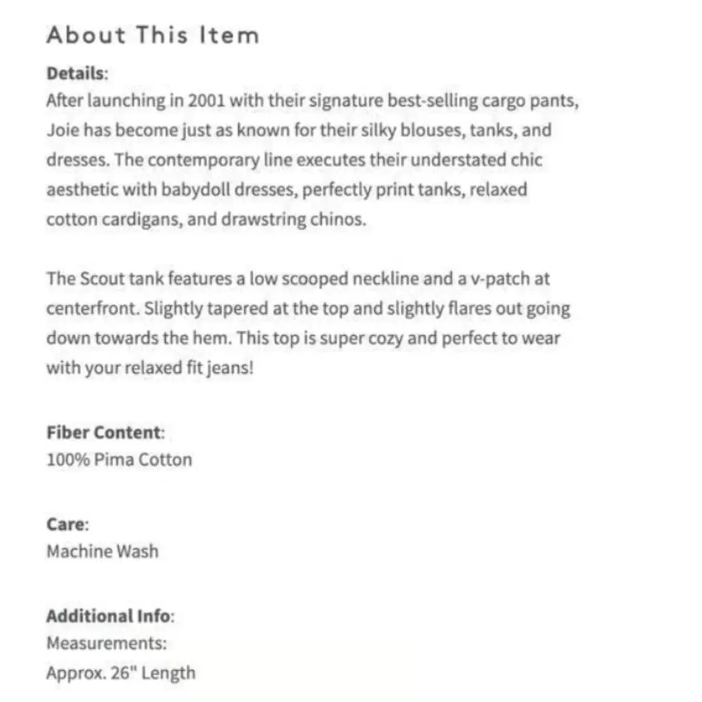 JOIE Scout Tank Gray White Striped Pima Cotton Top 100% Pima Cotton Sleeveless S - Image 4