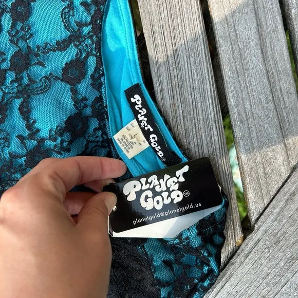 Planet gold blue black lace dress nwt size large Whimsygoth fall date‎ night - Image 3