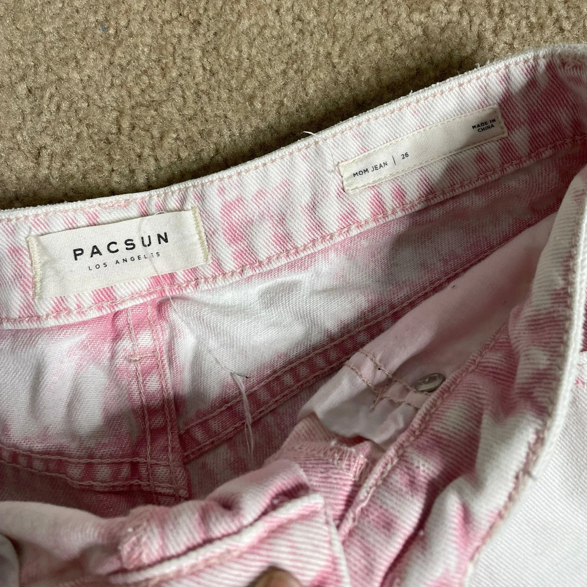 Pink Bleach Dye Denim Mom Shorts - Image 4