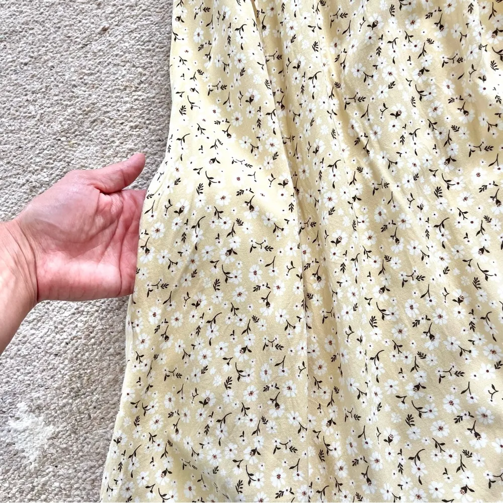 MAJORELLE x Revolve Giovanna Pale Yellow Smock Floral Mini Dress Small - Image 8