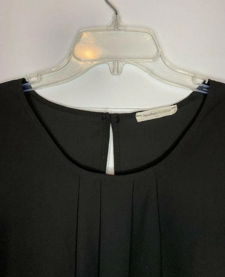 Newbury Kustom Women's Black Top Blouse Size Small Roll-Up Sleeve Classic EUC - Image 2