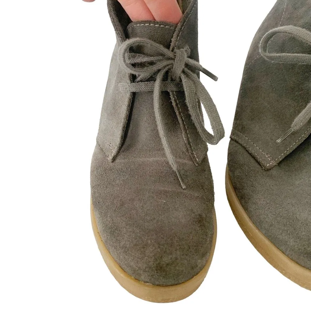 J Crew Lace Up Wedge Ankle Suede Boots Booties Shoes Women's Size 8 Grey - Image 3