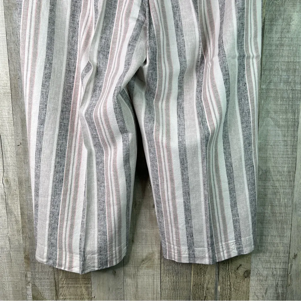 Jones New York Size 2X Striped Gray/Cream Capri Pants Drawstring Waistband - Image 5