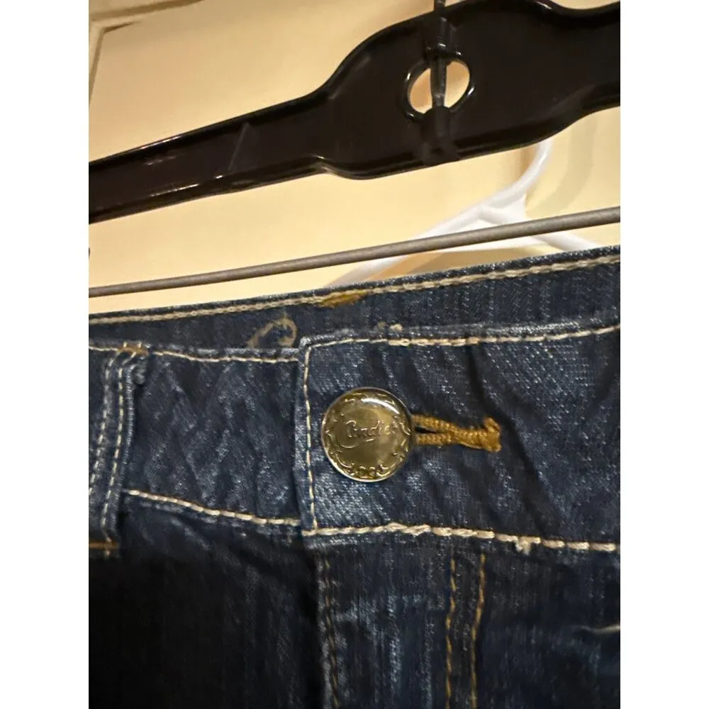 Y2K Candie’s Womens Distressed Denim Skirt With Embroidery Pockets & Raw Hem Siz Blue Size undefined - Image 4