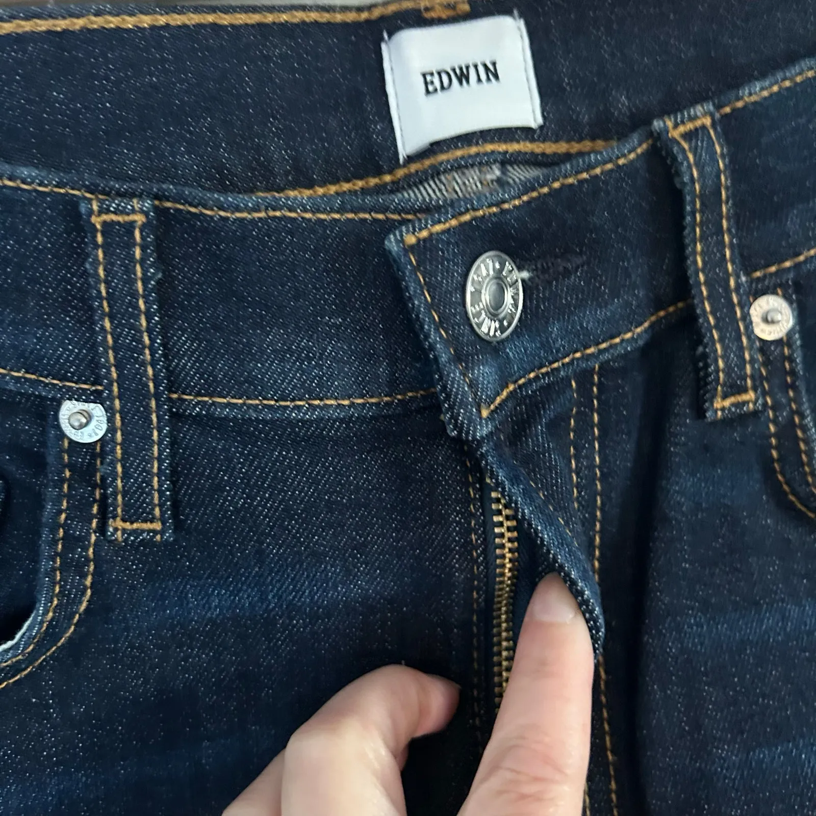 Edwin Women's Elin High Rise Straight Leg Denim Jeans L.U.V. Dark Wash 25 New Blue - Image 6