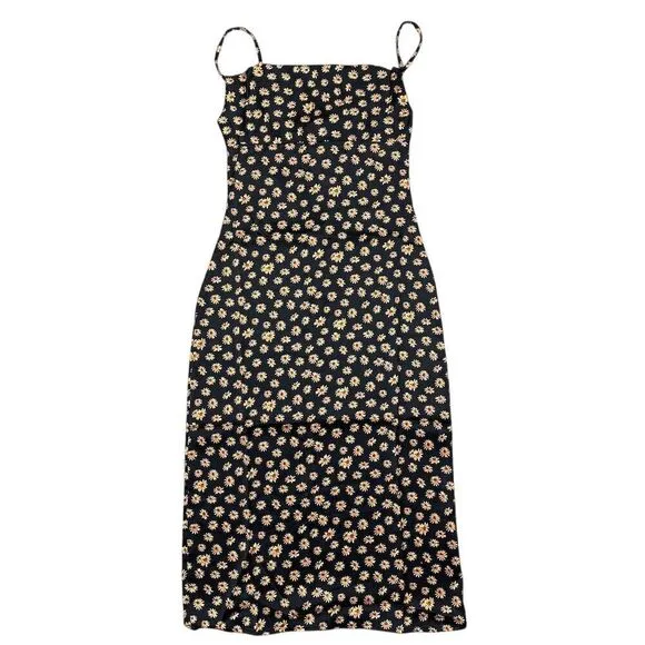 NWT WeWoreWhat Women's Cowl Midi Dress Ditsy Daisies Size‎ 2 Black Floral - Image 2