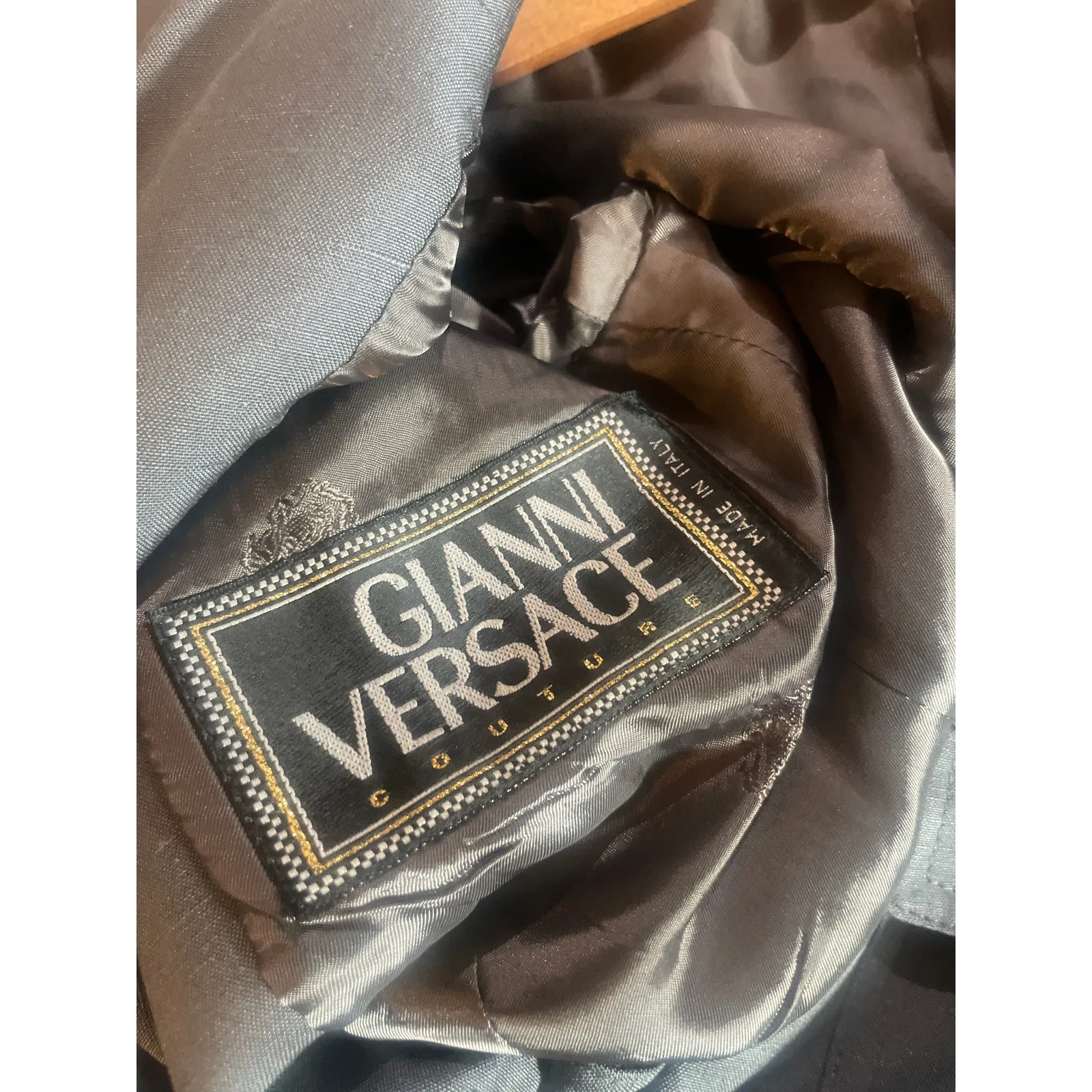 VERSACE Couture Gray Fitted Military Jacket Dress Length Size 4 - Image 10