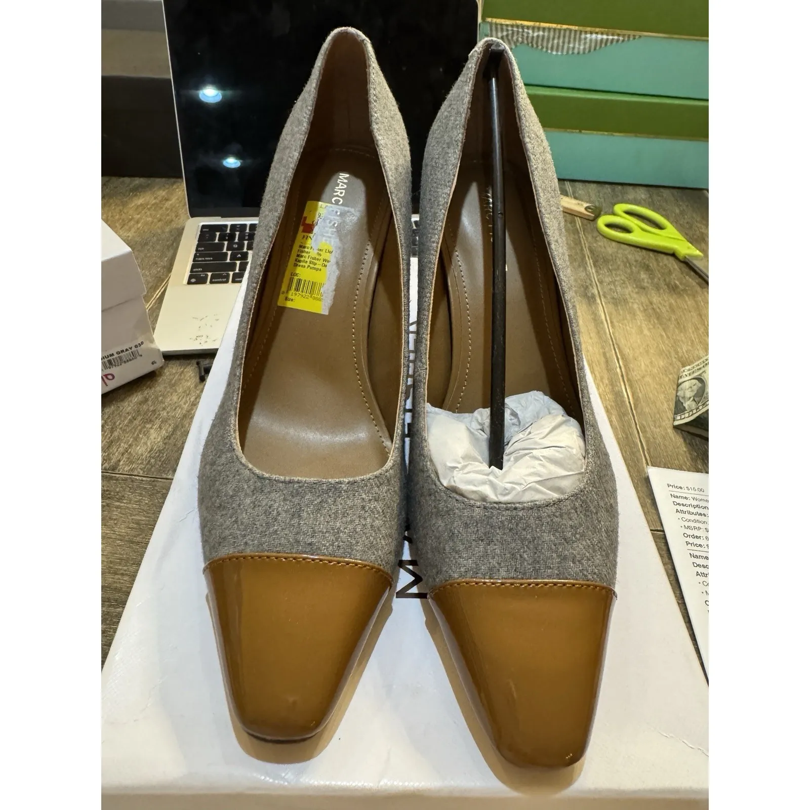 Woman's Dress Shoes Marc Fisher Kapila2 Pump Medium Gray Size‎ 9 Academia - Image 4