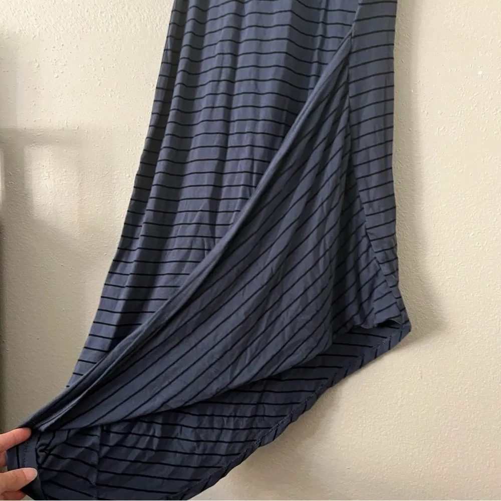 Express midi dress sleeveless asymmetrical tank dress dusty blue black stripes M - Image 7