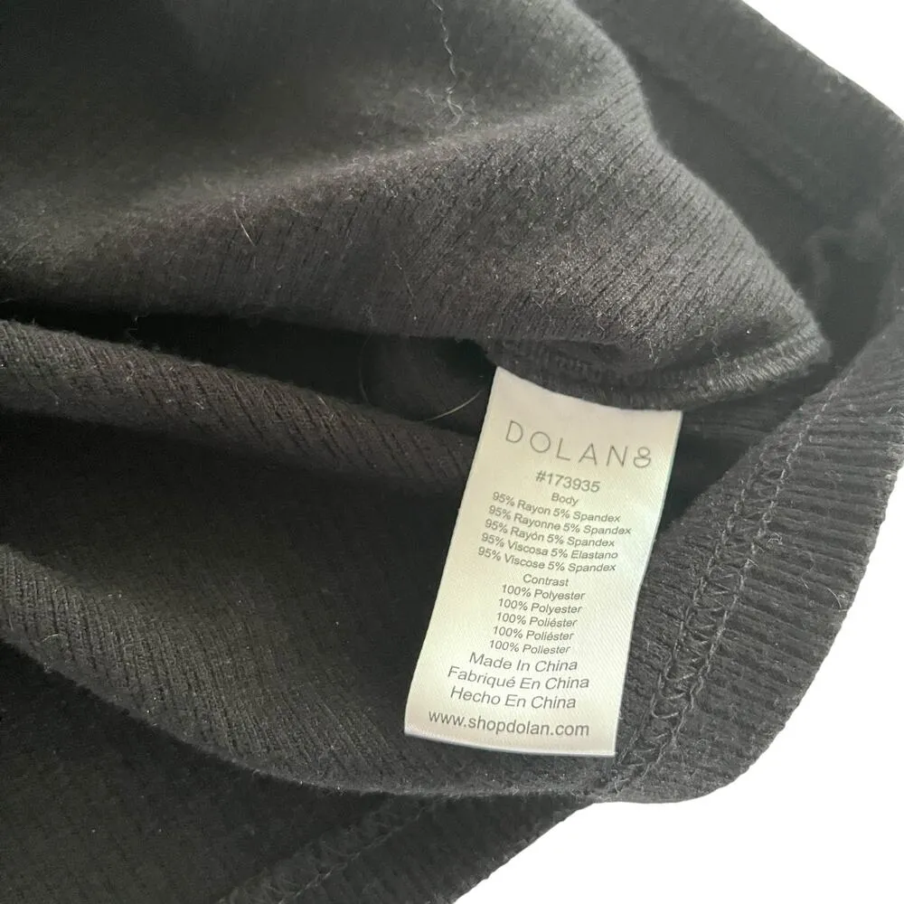 Dolan Black Faux Leather Puff Sleeve Knit Crewneck Mixed Media Top Size XS - Image 10