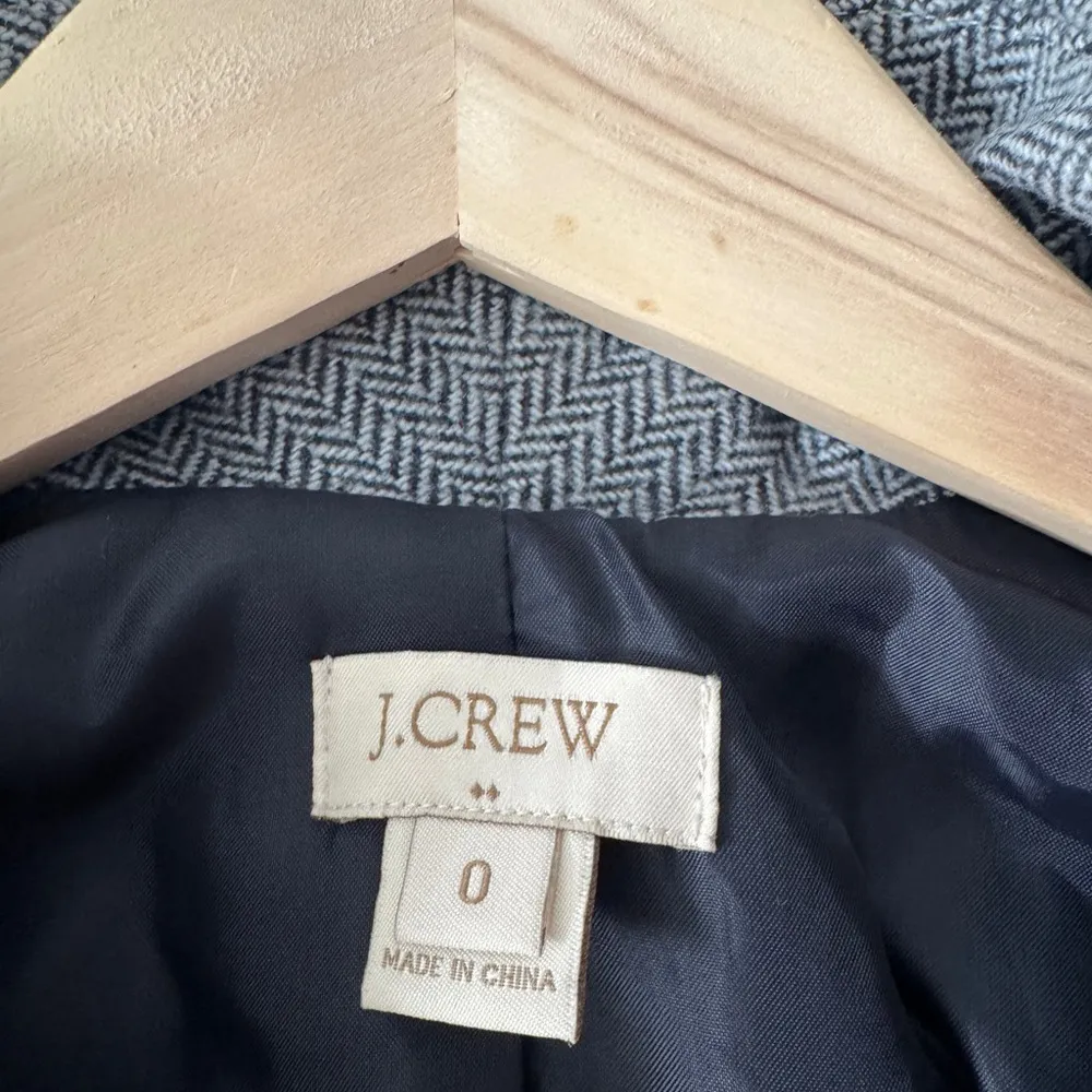 J. Crew Herringbone Robert Noble Collar Wool Tweed Blazer Jacket Size 0 - Image 4