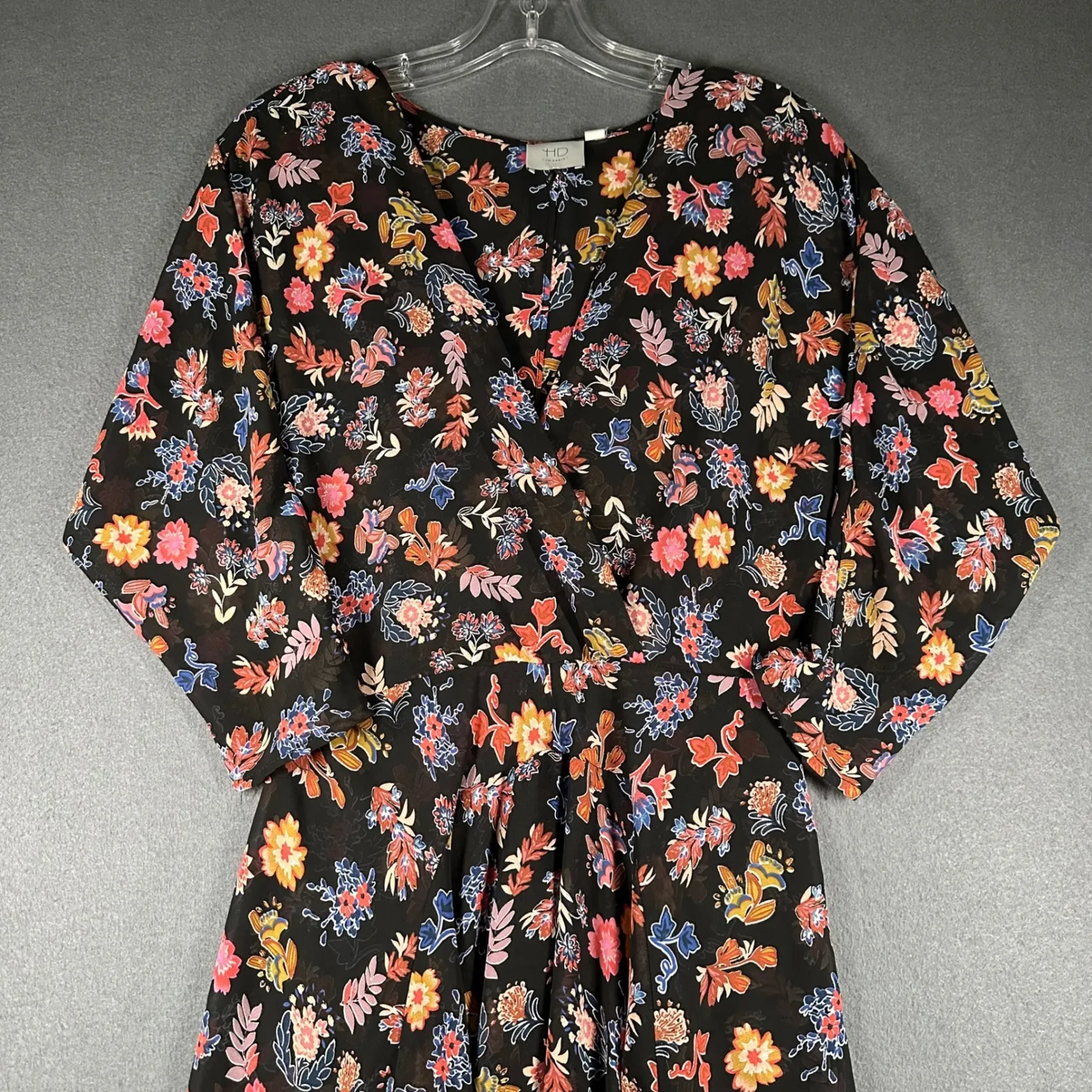 Anthro HD in Paris Maxi Dress Womens US 4 Sheer Floral Chiffon Cottage Peasant - Image 3