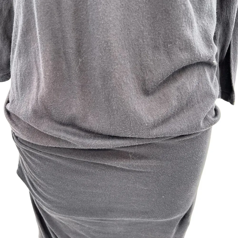 James Perse Crepe Jersey Dress Ruched Long Sleeve Charcoal Gray Size 1‎ US Small - Image 6