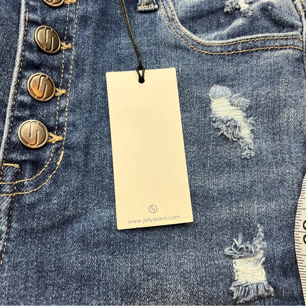 Jelly Jeans High Rise Distressed Skinny Button Fly Size 9 / 26 Waist Denim‎ NEW Blue - Image 6