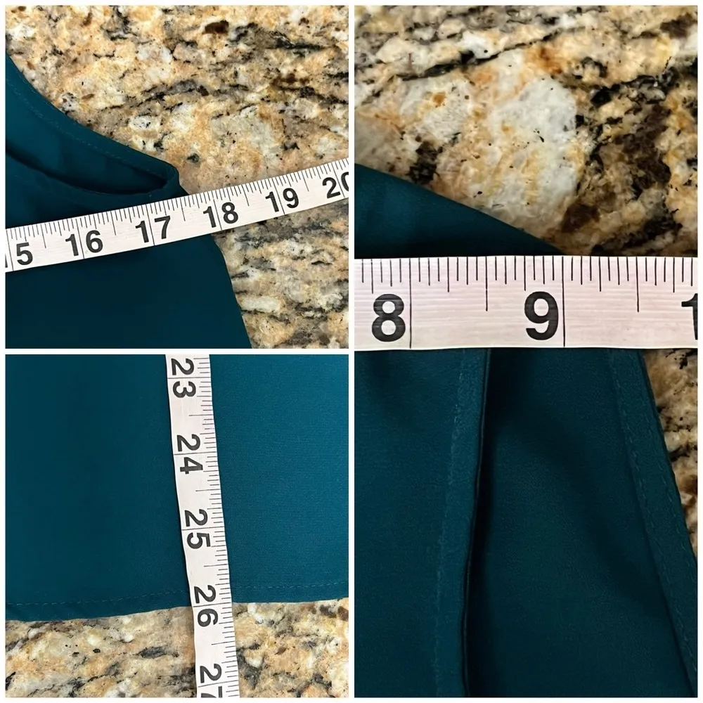 Violet + Claire Green Beaded Neckline Crepe Blouse Womens Career Modest Mature S - Image 5