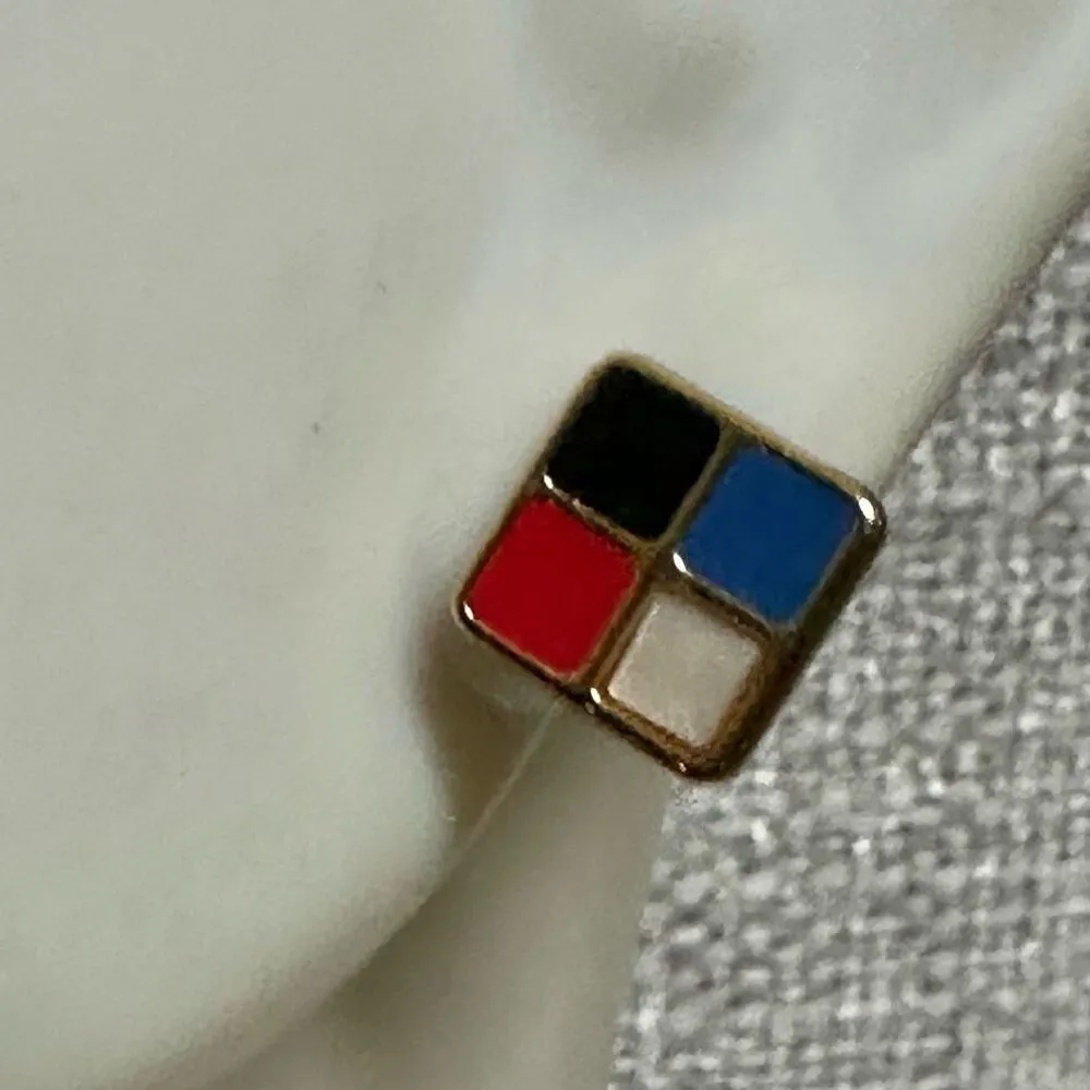 Ann Taylor colorful post checkered earrings - Image 4