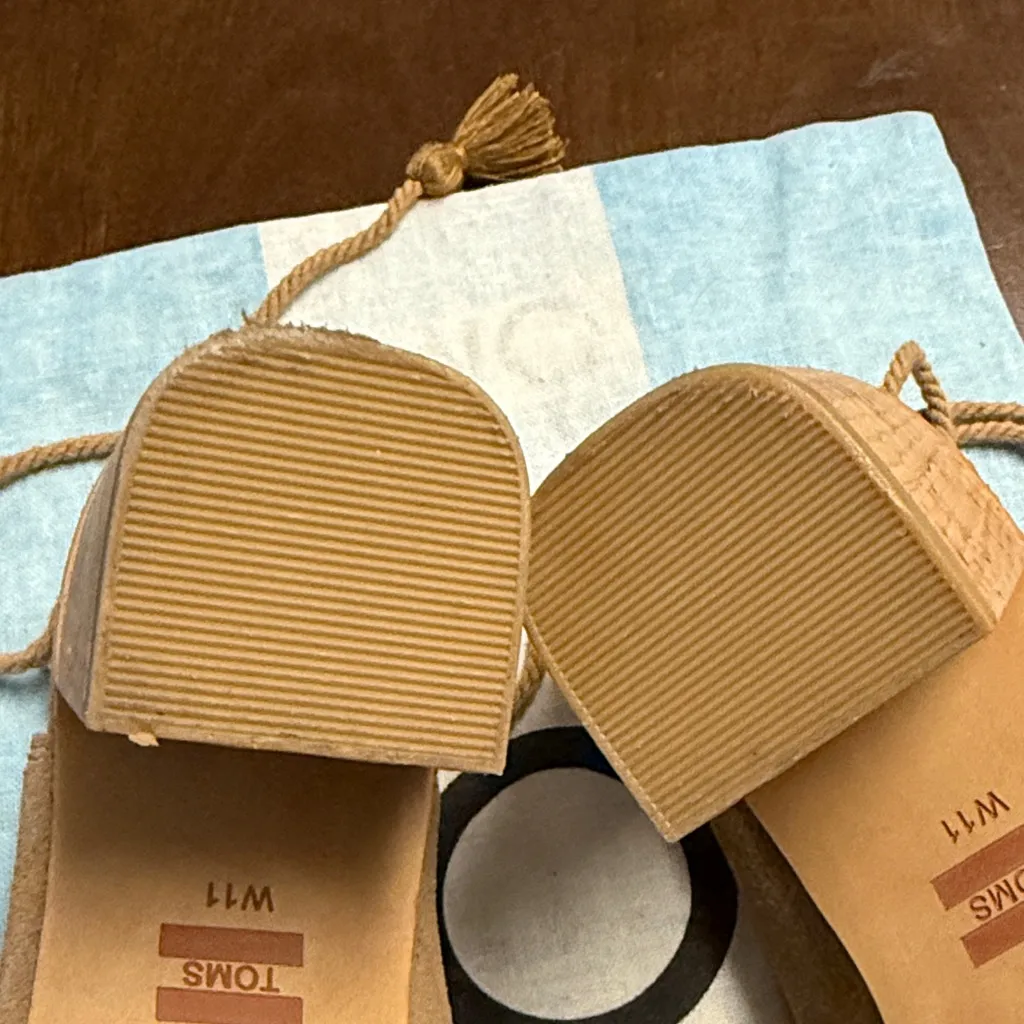 TOMS Elba Seville Leather Tan Brown Peep-Toe Heeled Sandals 11 - Image 11