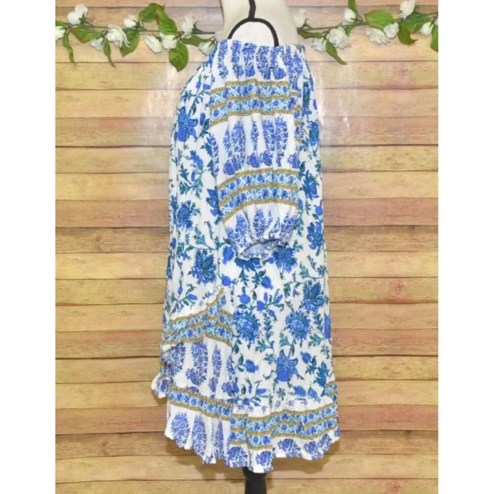 Artelier Nicole Miller Cottage Core Floral Dress Size M Puff Sleeves Peasant - Image 7