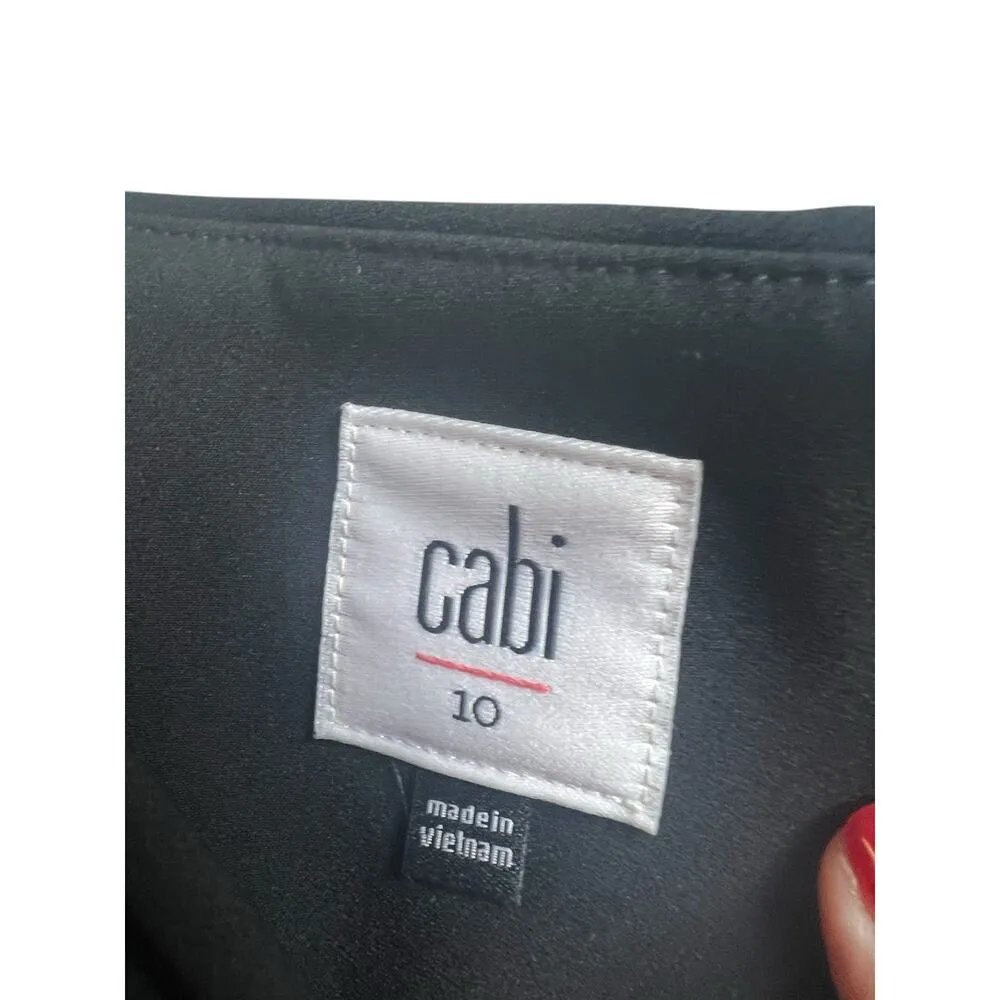 Cabi Dinner Trousers Size 10 Black High Rise Rear Zip Tapered Leg - Image 3