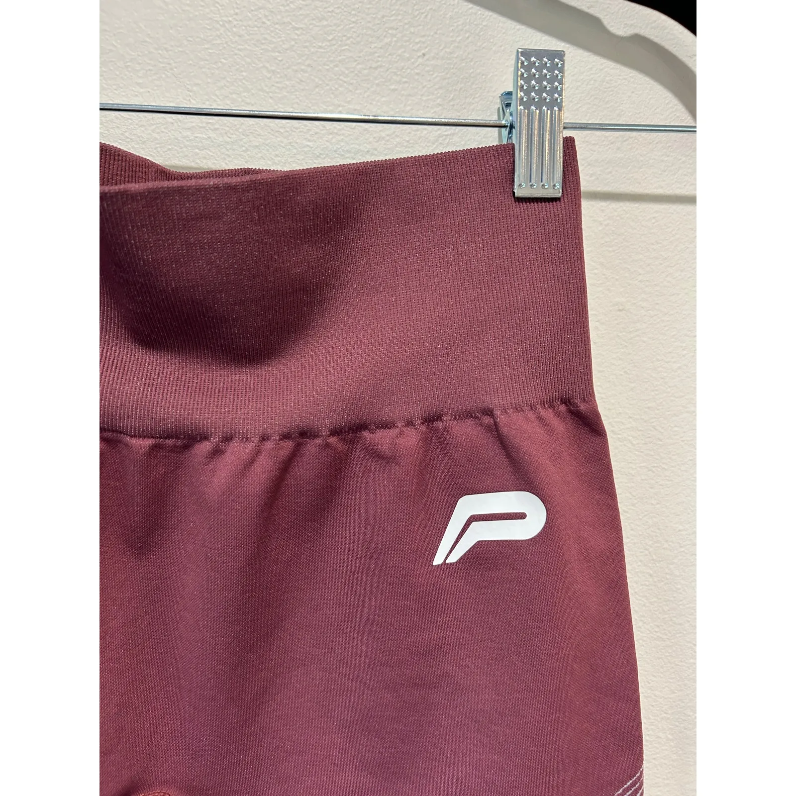 Pursue Fitness biker shorts size M maroon high rise Red Size M - Image 2